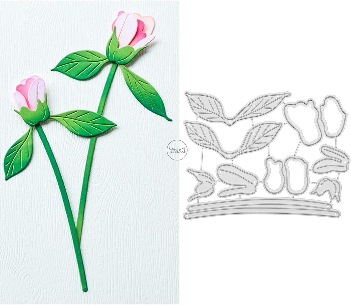 Snijmal Bloemen - Papier Stansjes - Kaarten Maken - Koolstofstaal Scherp - Zie Afbeelding - Zilver