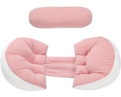 Zwangerschapskussen - Zijslaper Kussen Wigkussen - Ondersteuning Tijdens Slaap - Verstelbare Grootte - 76x38x13cm - Roze