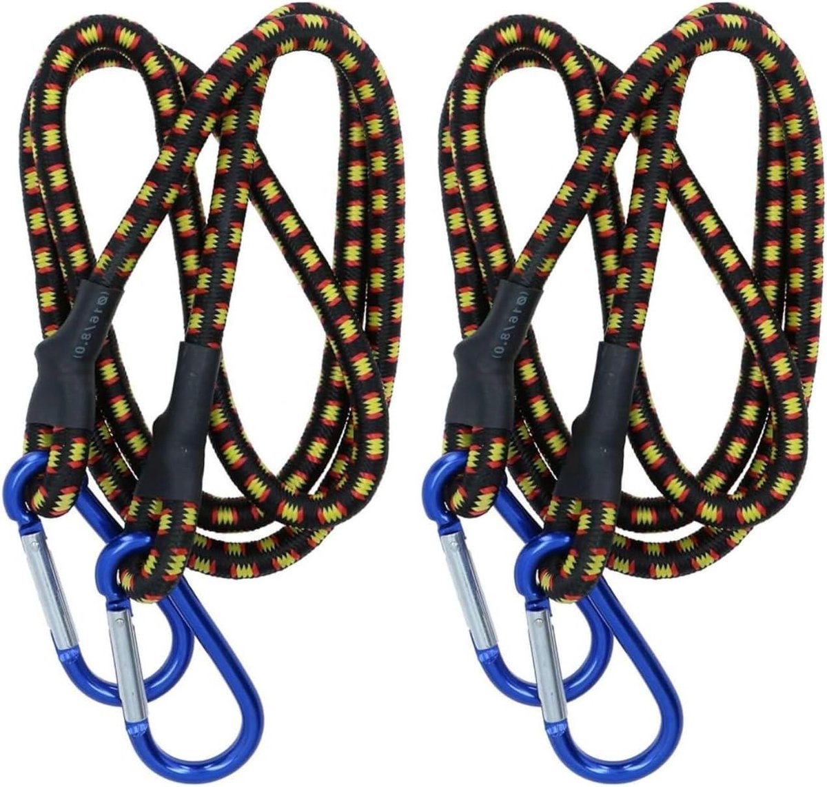 Bungee Koord - Elastisch Touw - Spullen Vastzetten - Aluminium Karabijnhaak - 48 inch - Zwart en Geel