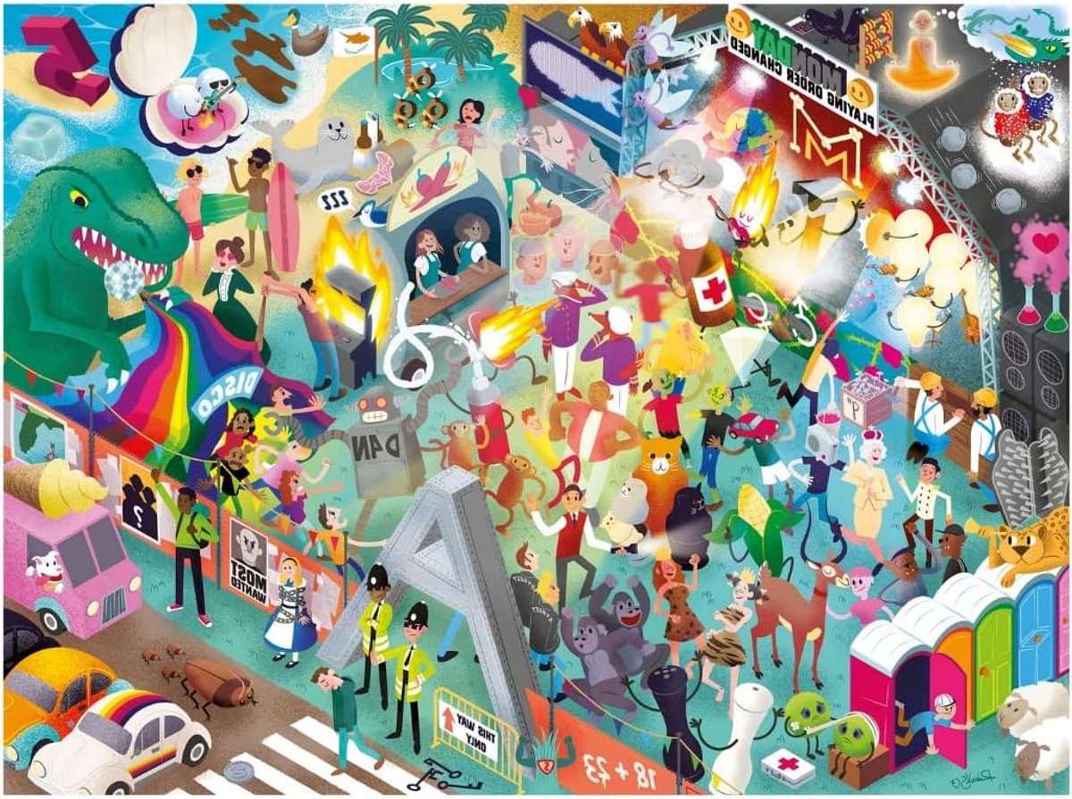 Volwassen Puzzel - Legpuzzel Muziek - Bands Zoeken - 101 Verborgen Muziek Titels - 1000 Stukjes - Meerkleurig