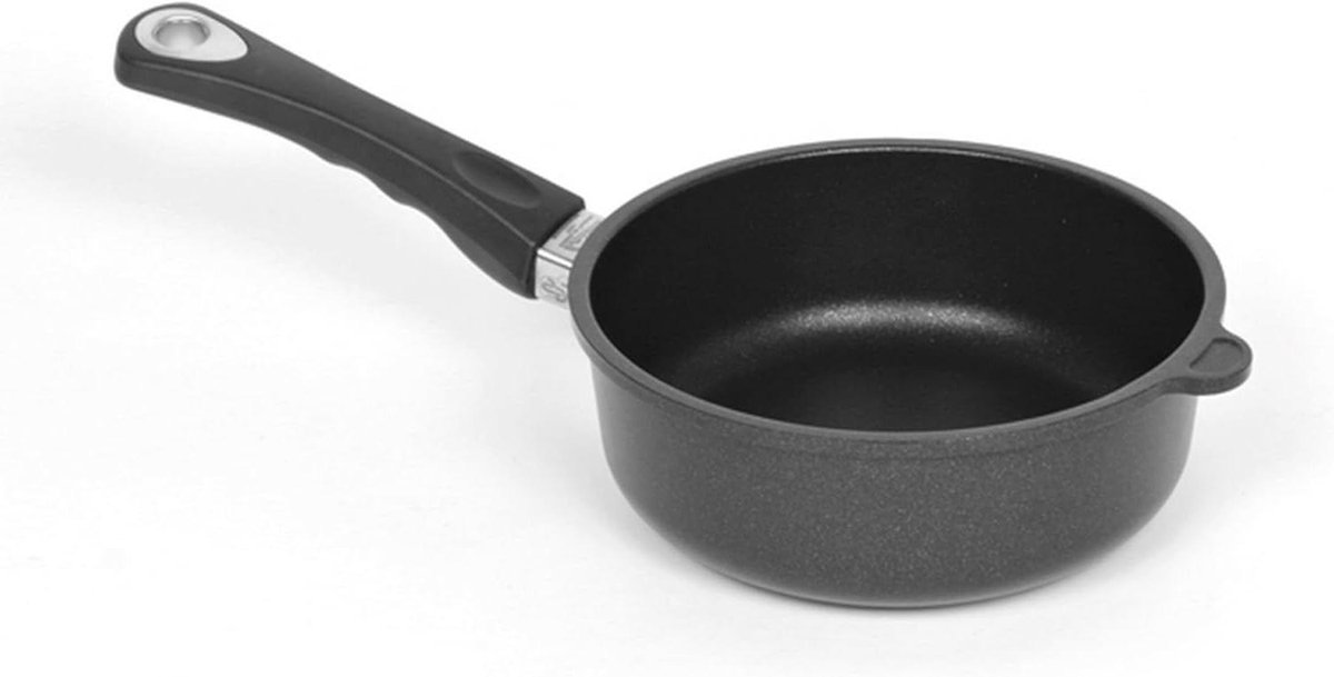 Gietijzeren pan hoge rand - Koekenpan braadpan - Koken en braden - Handgegoten aluminium - Ø 20 cm - Zwart