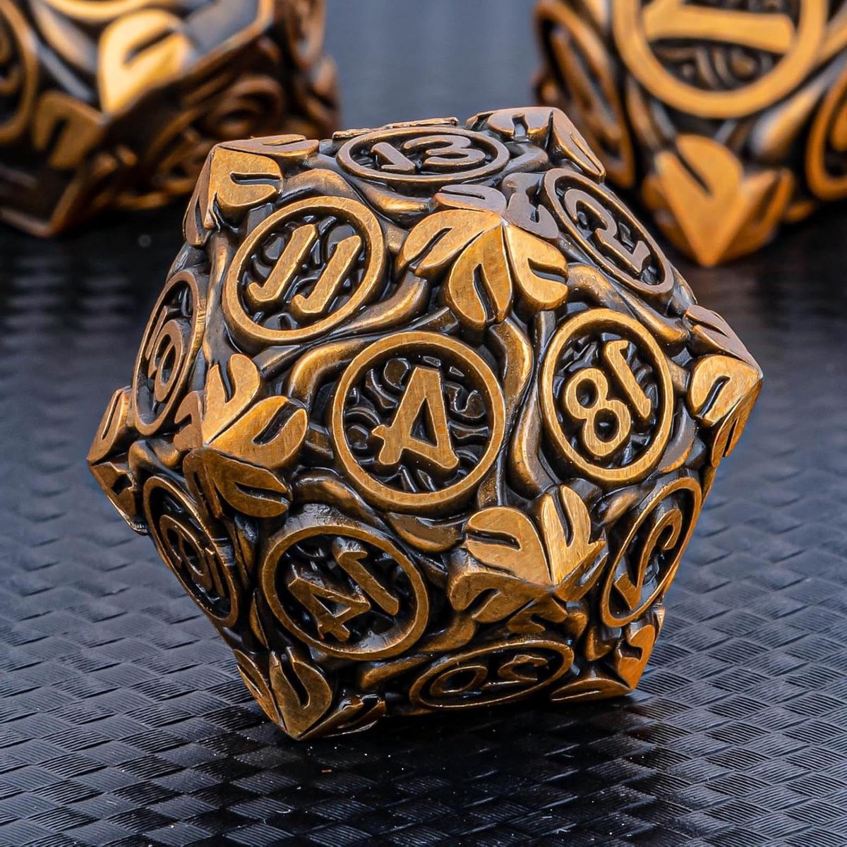 DND Dobbelstenen Set - Polyhedral Dobbelstenen - Tabletop Roleplaying - Unieke Boom des Levens - 1.8 cm - Goud