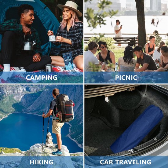 Dubbel Slaapkussen - Campingmatras Luchtbed - Kamperen en Wandelen - Zelfopblazend met Traagschuim - Volledig formaat 2 persoons - Blauw van Merkloos — afbeelding 2