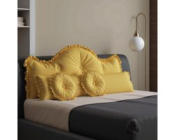 Leeskussen met Nekrol - Bankkussen Rugsteun - Comfortabel Lezen - Inclusief Extra Kussens - 200x86CM - Geel