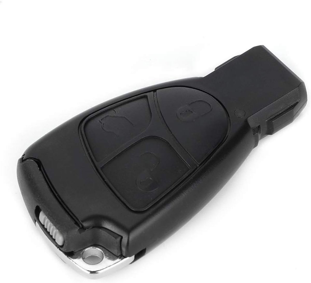 3 Zwarte Sleutel FOB Hoes met Knoppen voor C E ML S SLK CLK Klasse, ABS+Metaal Flipknop Bescherming voor Extra Sleutels en Accessoires