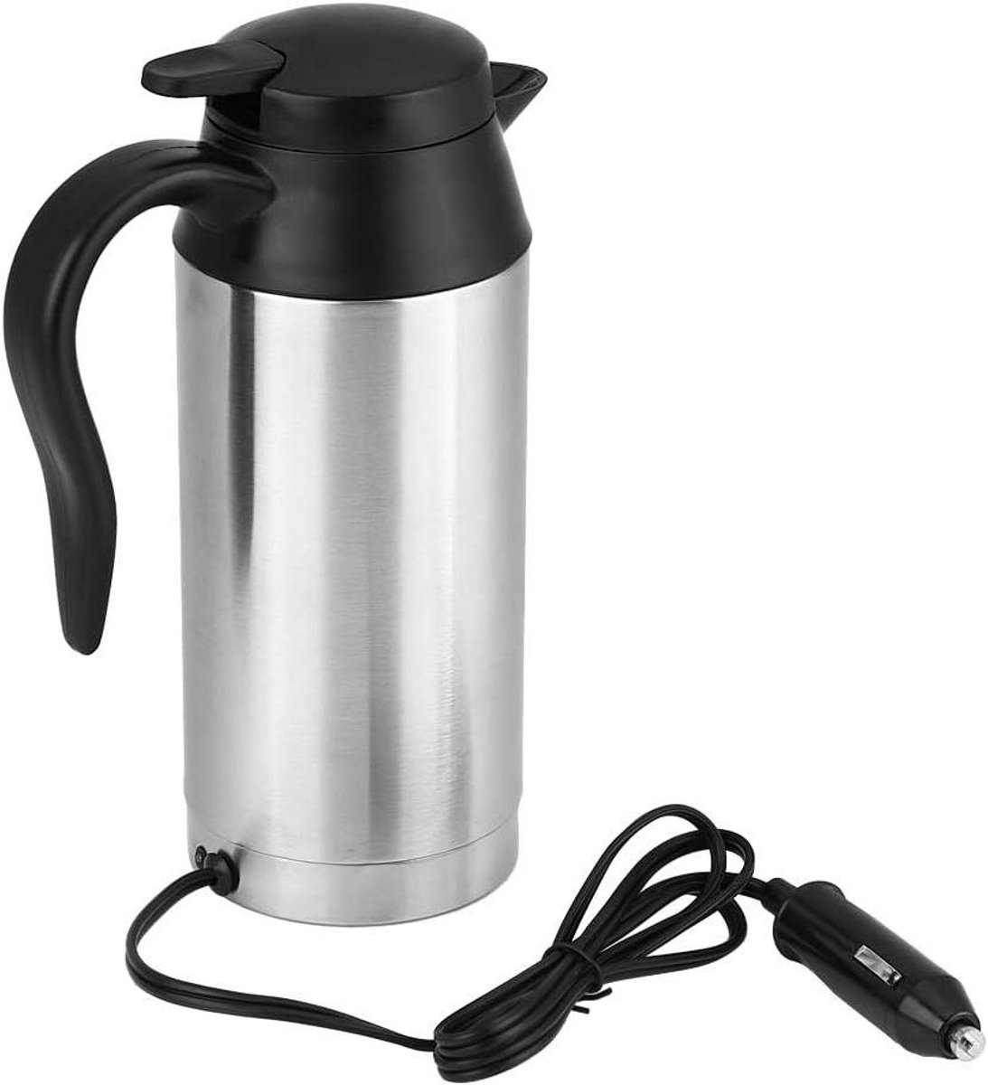 Elektrische Auto Ketel - Reis Mok Verwarming - Onderweg Heet Water - Vacuüm Isolatie Technologie - 750 ml - Zilver