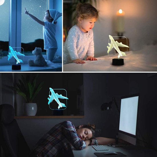 3D Vliegtuigen Nachtlampje - Kinderspeelgoed Lamp - Decoratie Kamer - 7 Kleuren Verandering - Niet gespecificeerd - Multi-color — afbeelding 3