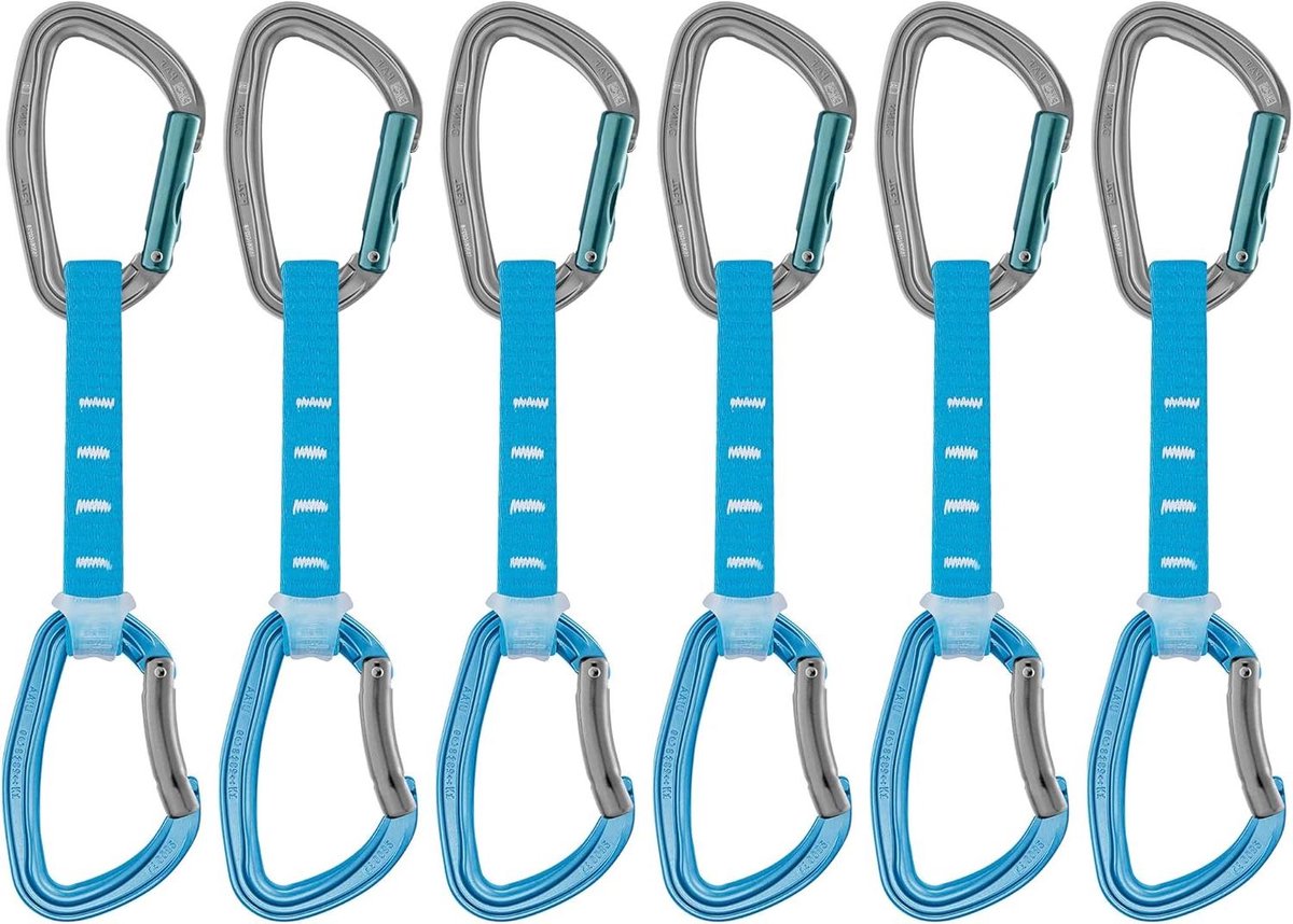 Express Karabijnhaak Set - Klim Set - Sportklimmen - Keylock Systeem - 6 stuks - Blauw
