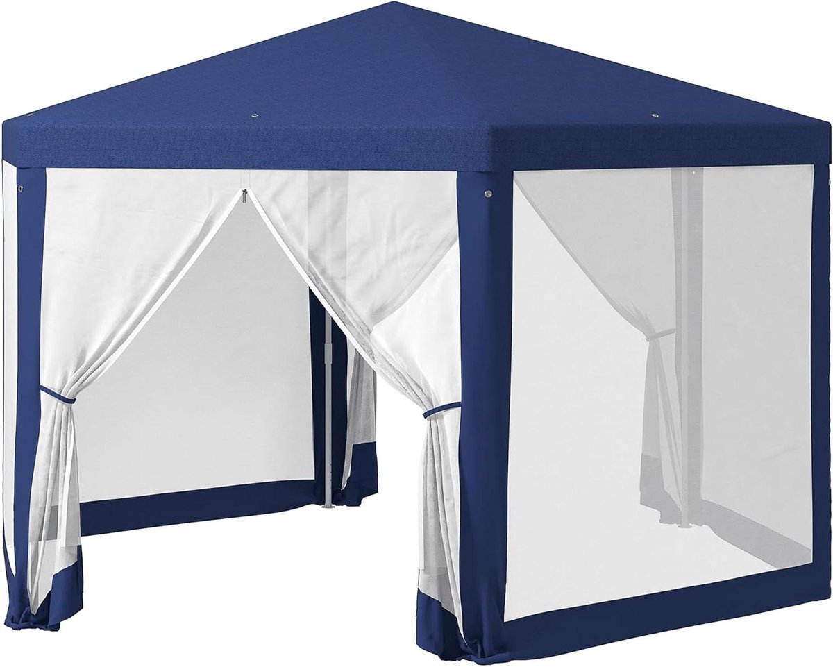 Zeshoekig Paviljoen - Tuinpaviljoen Partytent - Buitenfeesten Organiseren - Waterafstotend Dak - 394 x 341 x 250 cm - Blauw