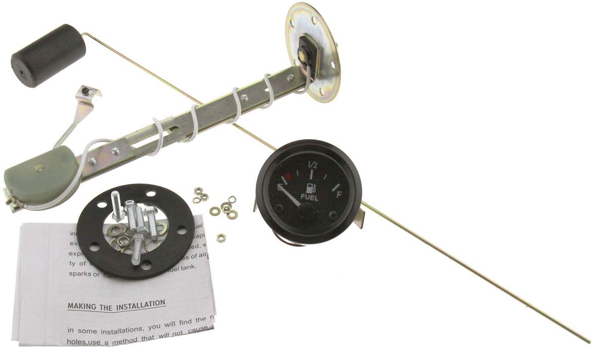 Allecto - Brandstofmeter - Auto brandstofniveau - 52 mm - Verlicht - Eenvoudige bediening - Geschikt voor alle voertuigen - Rubber