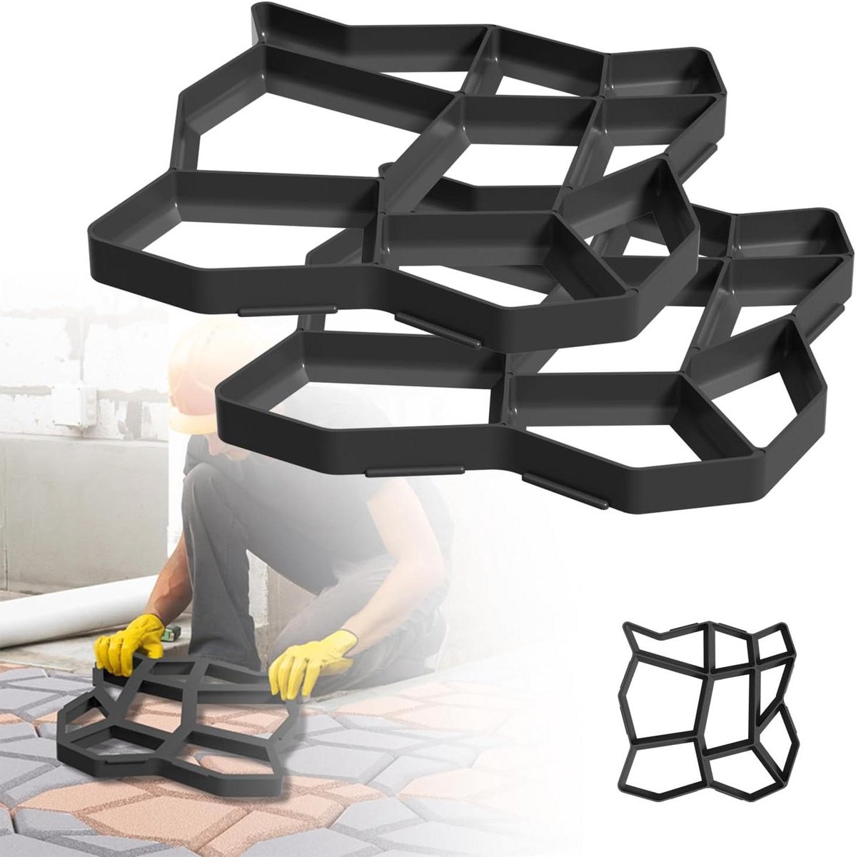 Beton Gietvorm - Bestratingsvorm Tuinpad - Tuinpad Aanleggen - Onregelmatig Patroon - 43 x 43 cm - Zwart