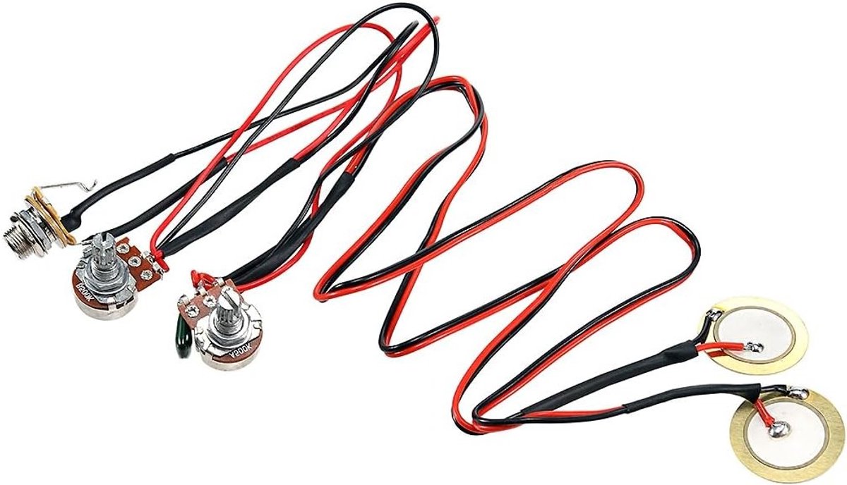 Piezo Pickup met 6.35mm Jack, Volume- en Toonregeling voor Akoestische Gitaar en Ukulele