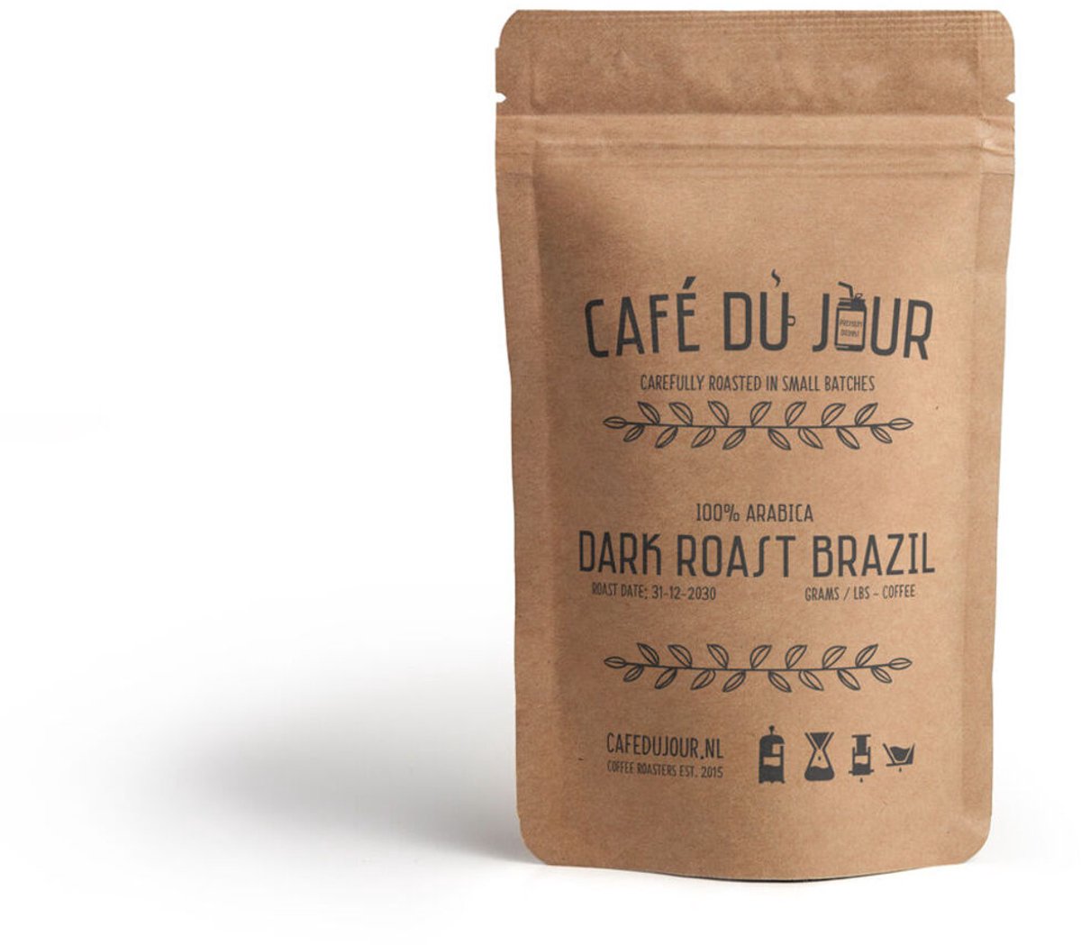 Café du Jour 100% arabica Dark Roast Brazilië 250 gram vers gebrande koffiebonen