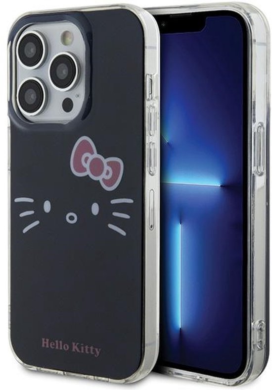 Hello Kitty iPhone 15 Pro hoesje zwart hardcase IML dunne beschermhoes krastbestendig uniek design