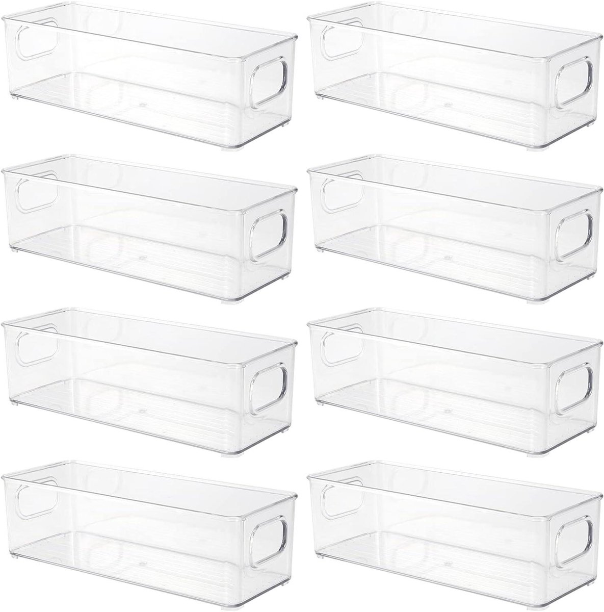 Opbergbakjes Koelkast - Keuken Organizers - Keuken Ordenen - Stapelbaar Ontwerp - 8 Stuks 25.5cm - Transparant