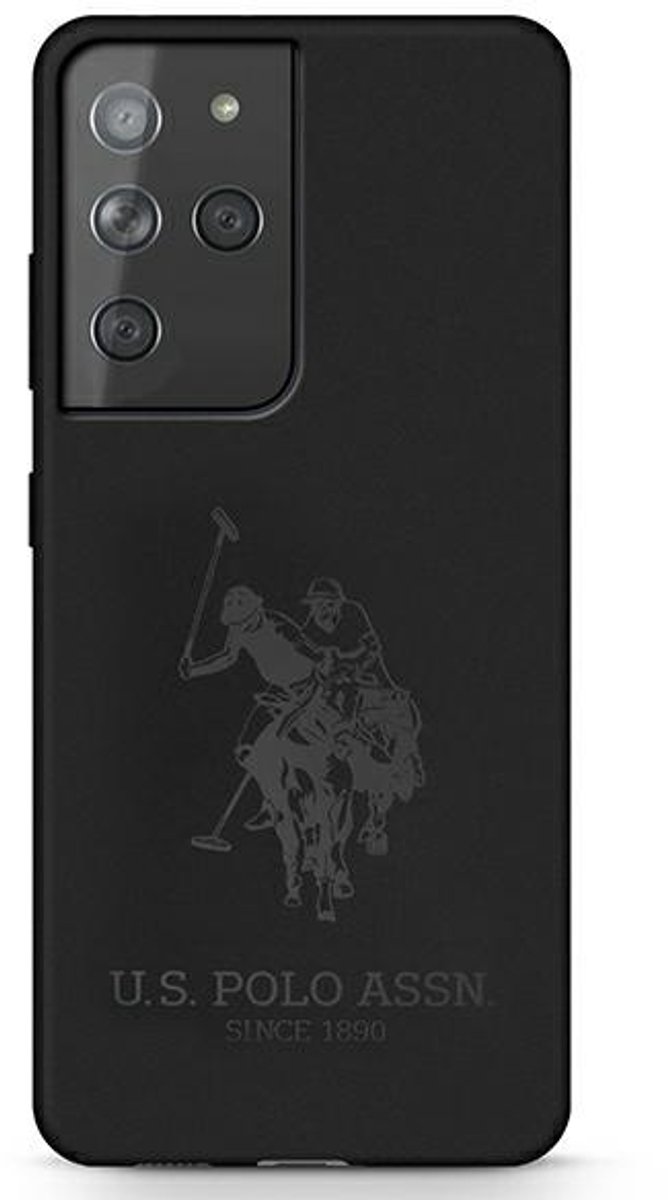 Amerikaanse - zaak - Polo Assn. Siliconen On Tone op de Samsung Galaxy S21 Ultra - zwart