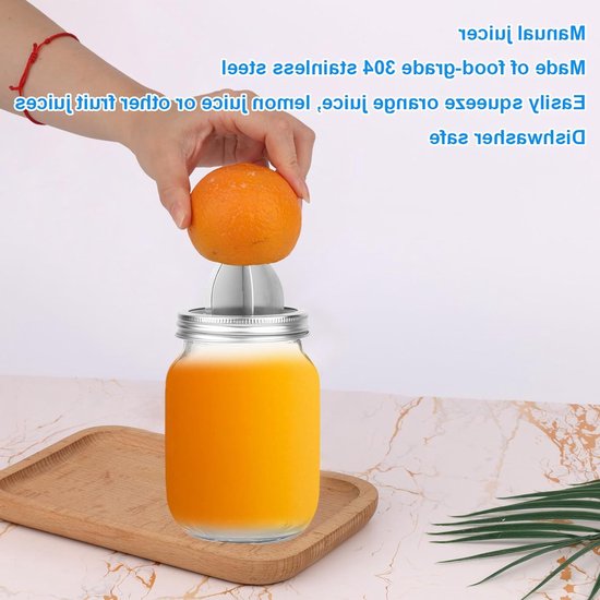 Set van 2 RVS Sapdeksels voor 86mm Weckpot - Verbeterd Handmatig Juicer Deksel voor Citrusvruchten zoals Citroen, Sinaasappel en Limoen — afbeelding 4