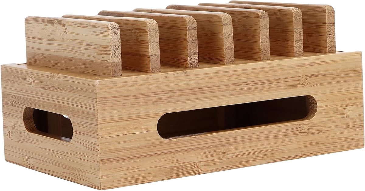 Houten Organizer voor Mobiele Telefoon en Tablet - Opbergbak voor Thuis en Kantoor met Ruimte voor Accessoires — cadeau in Wonen & Interieur - foto 8
