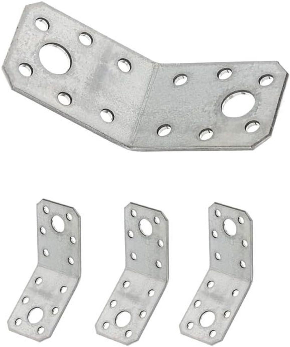 Hoekverbinder 135 graden - Verbindingshoek Staal - Houtbouw Versterken - Sendzimir Verzinkt - 50 x 50 x 35 mm - Zilver