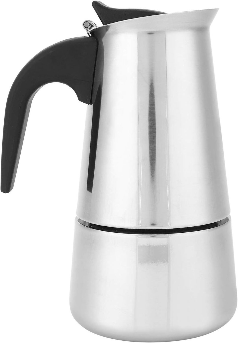 Koffiezetapparaat voor 4 Kopjes, Roestvrijstalen Moka Koffiepot met Antislip Handvat, Geschikt voor Inductie en Perfect voor Thuis of Kantoor