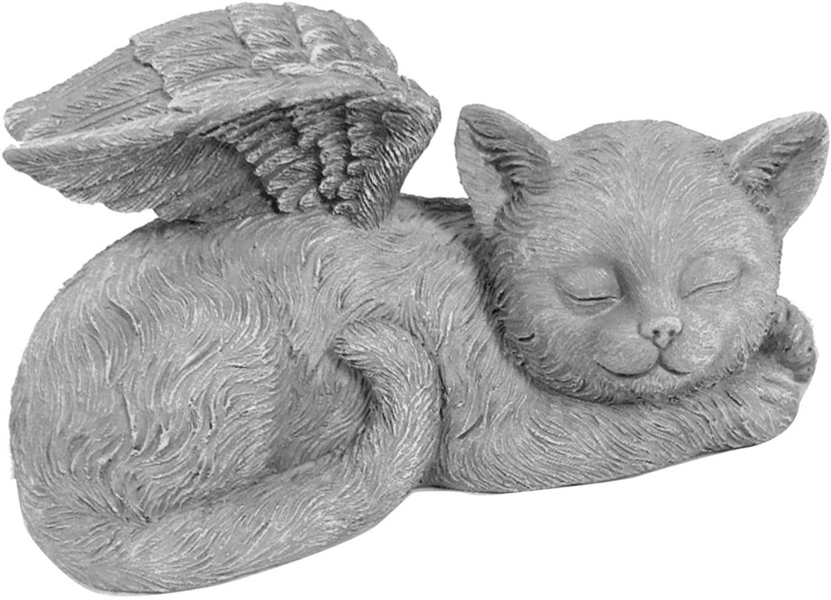 Allecto - Memorial Engel Beeldje - Dierenherinnering - Resin Beeldje - Honden en Katten - Herinneringsbeeld - Geschikt voor Huisdieren - Kleur Grijs