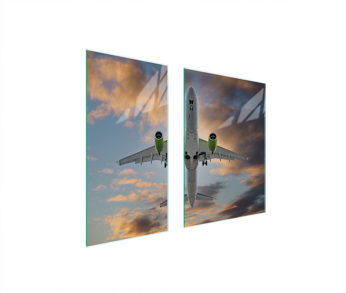 TMK ArtDeko Serie - Snijplank - Glas - Beschermpaneel - 75x52 - Vliegtuigmotief