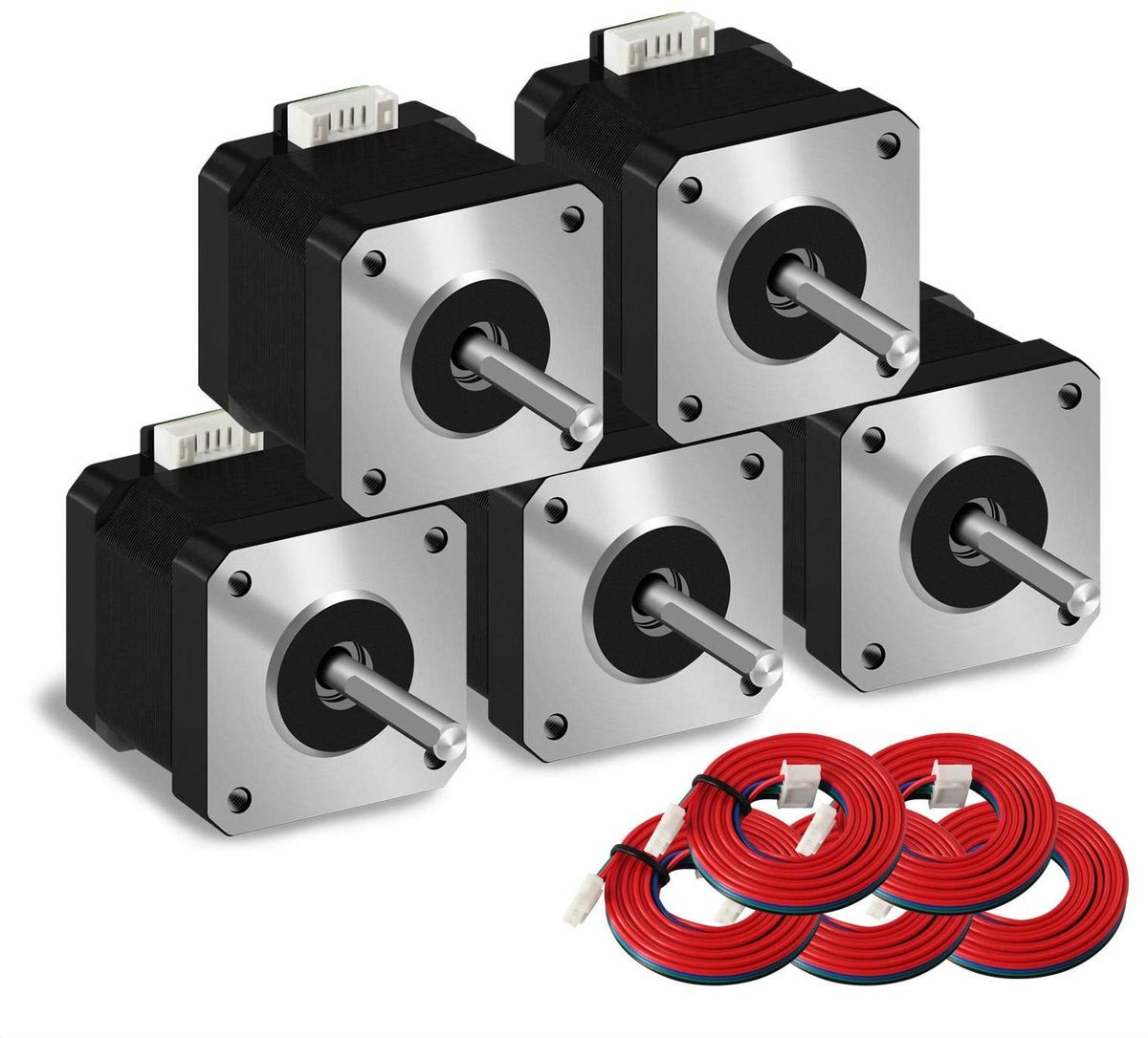 Stappenmotor Pakket - Motoronderdelen - 3D Printen - Hoog Koppel - 5 Stuks - Zwart