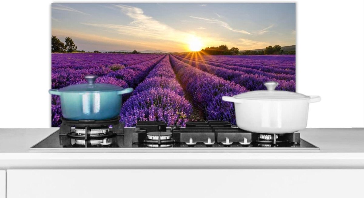 Spatscherm Keuken Wandpaneel Kookplaat Beschermen Luxe Aluminium 90x45 cm Paars