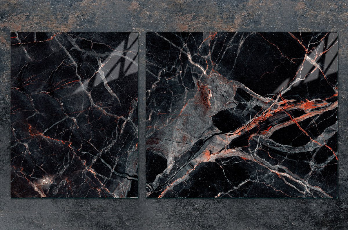 TMK ArtDeko Serie - Snijplank en Beschermplaat - Glas - 100x52cm - Marmereffect