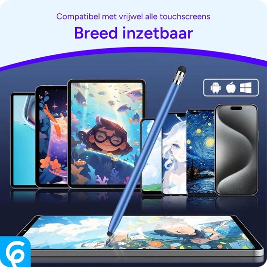 SBG Universele Stylus Pen - Geschikt voor Telefoon Tablet en iPad - Twee zachte punten - Blauw — afbeelding 3