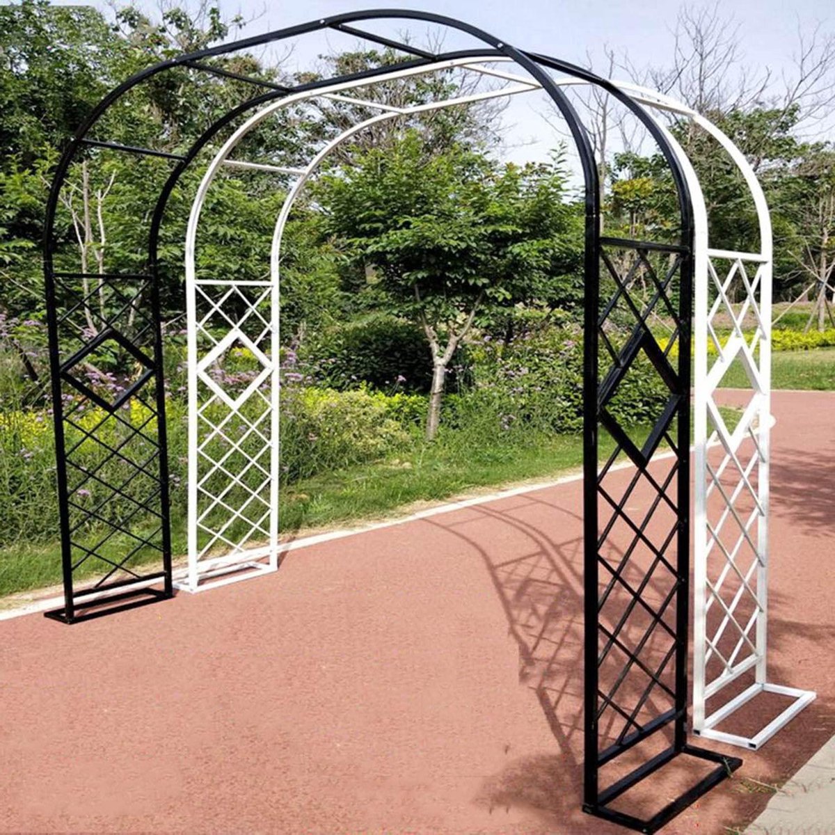 Tuinboog Metaal - Rozenboog Pergola - Klimplanten Ondersteunen - Verdikt Versterkt Frame - 220cm x 270cm - Antraciet