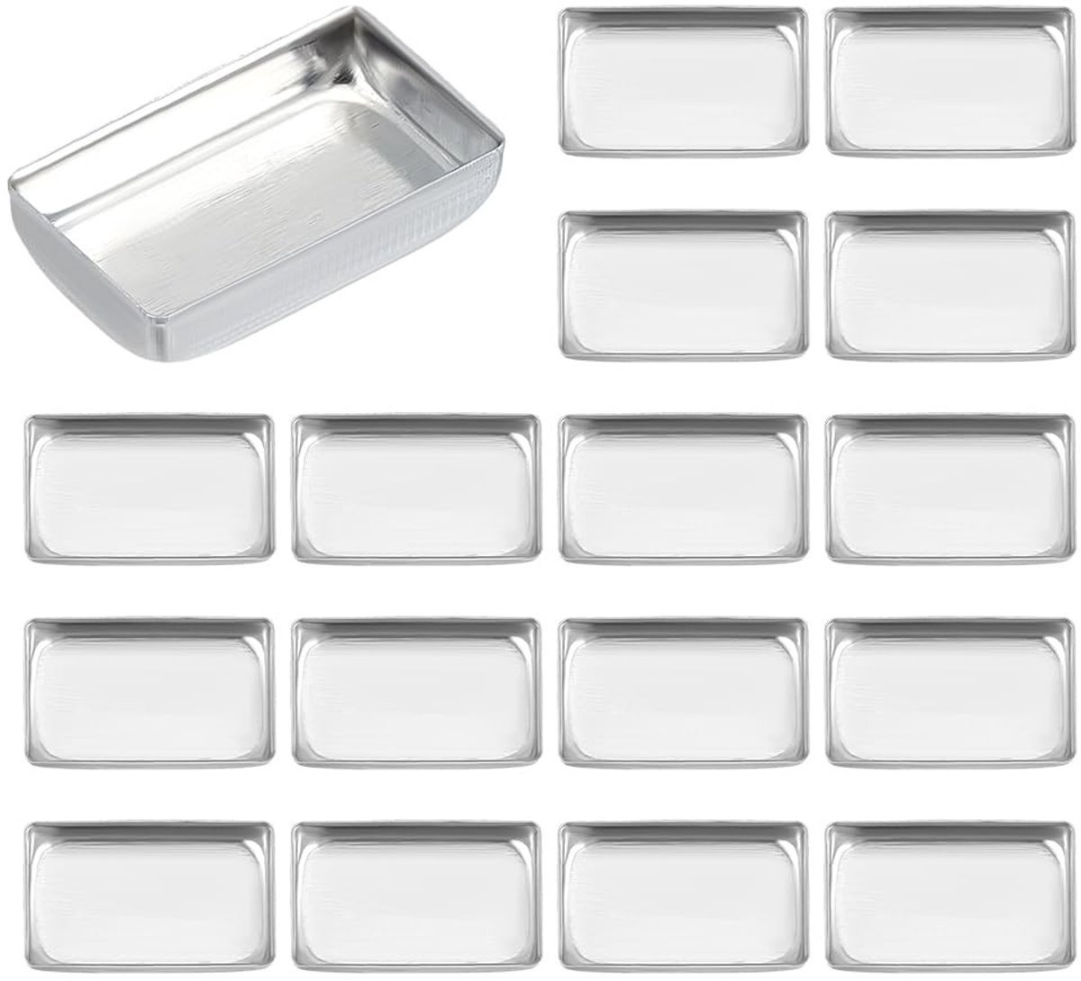 Allecto - Empty Metal Pans - Aluminium Palette Pans - 80 Stuks - DIY Makeup - Geschikt voor Creatieve Projecten - Rectangle Makeup Organizer