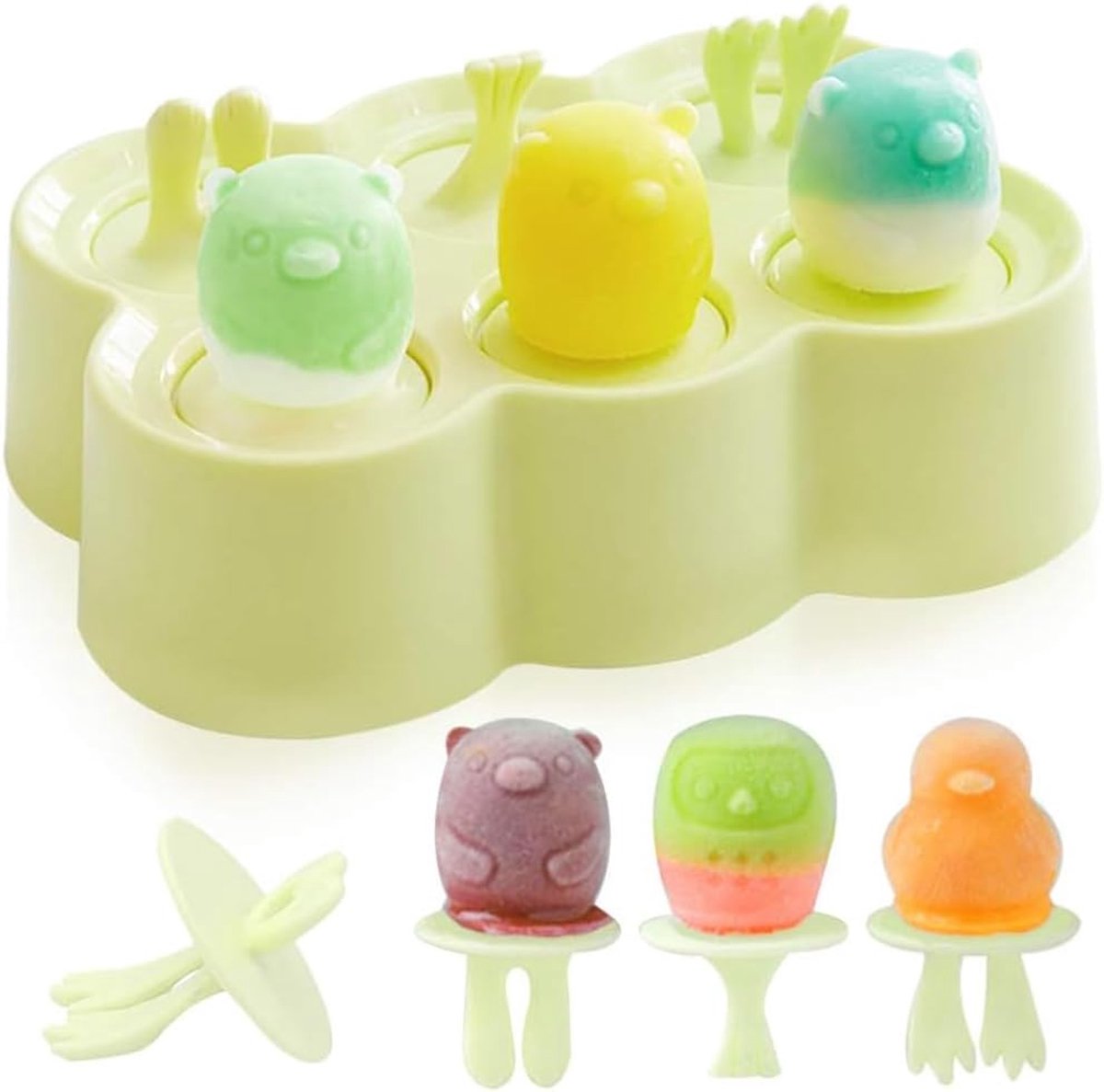 Ijsvormpjes - IJshouder - IJslolly Vormen - Ijsjes Vormen - Ijsjes Maken - Mini Ijslolly Vorm – Siliconen Ijslollyvorm voor Kinderen en Baby's – 18x8x12.5cm - Groen