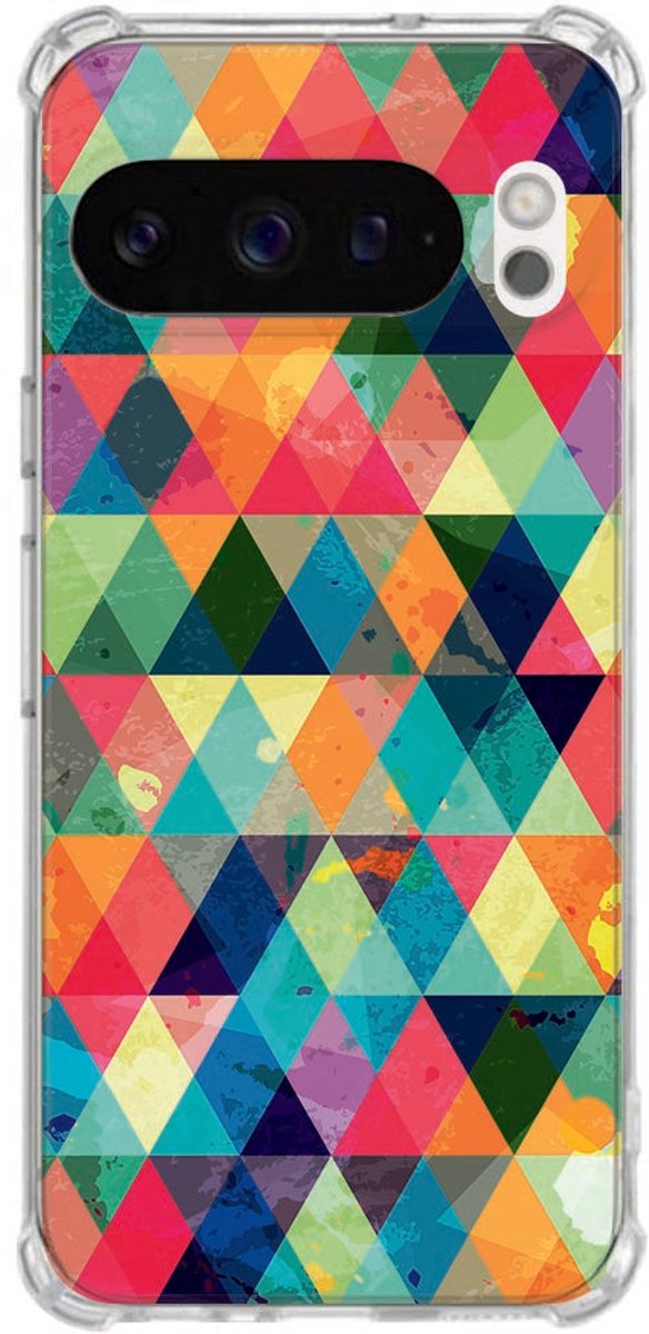 Google Pixel 10 Pro TPU Backcover Hoesje Geruit Design Schokbescherming Transparant