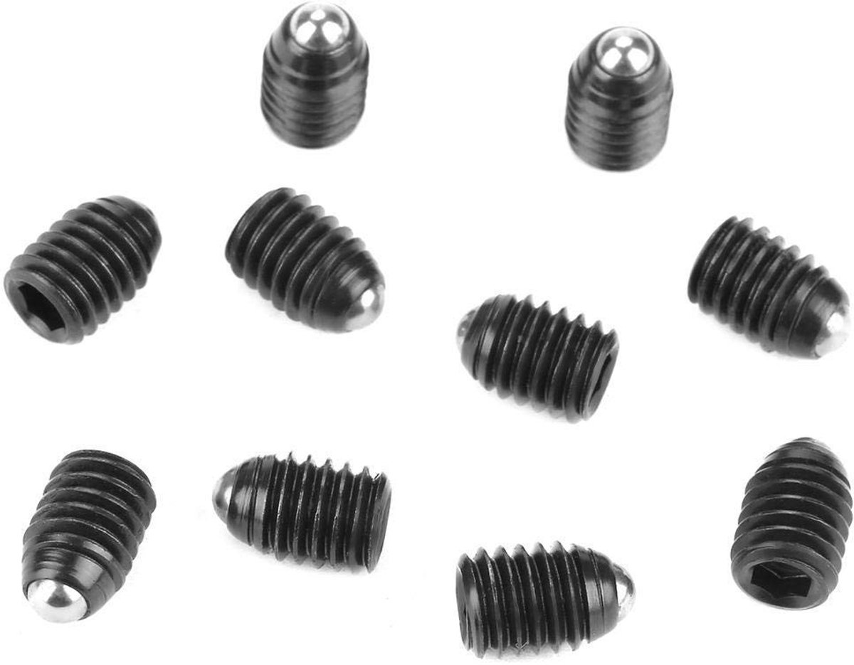 Allecto - Set van 10 M6 Draad Hex Veerpistons met Dip Veer - Carbon Staal