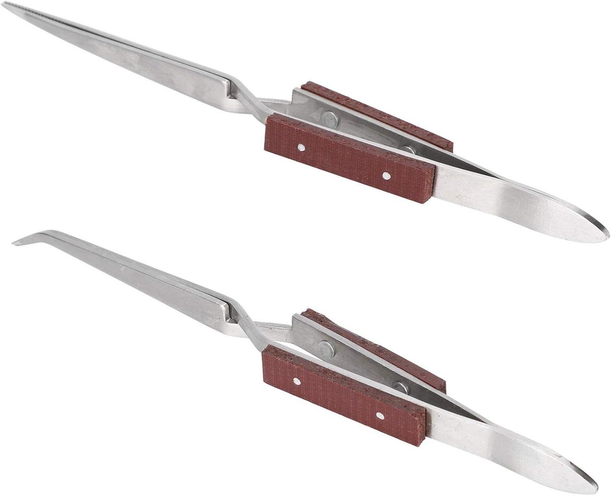 Lock Tweezer Pincet - Lassen Pincet Sieraden - DIY Ambacht - Uniek Groefontwerp - 2 Stuks - Zilver