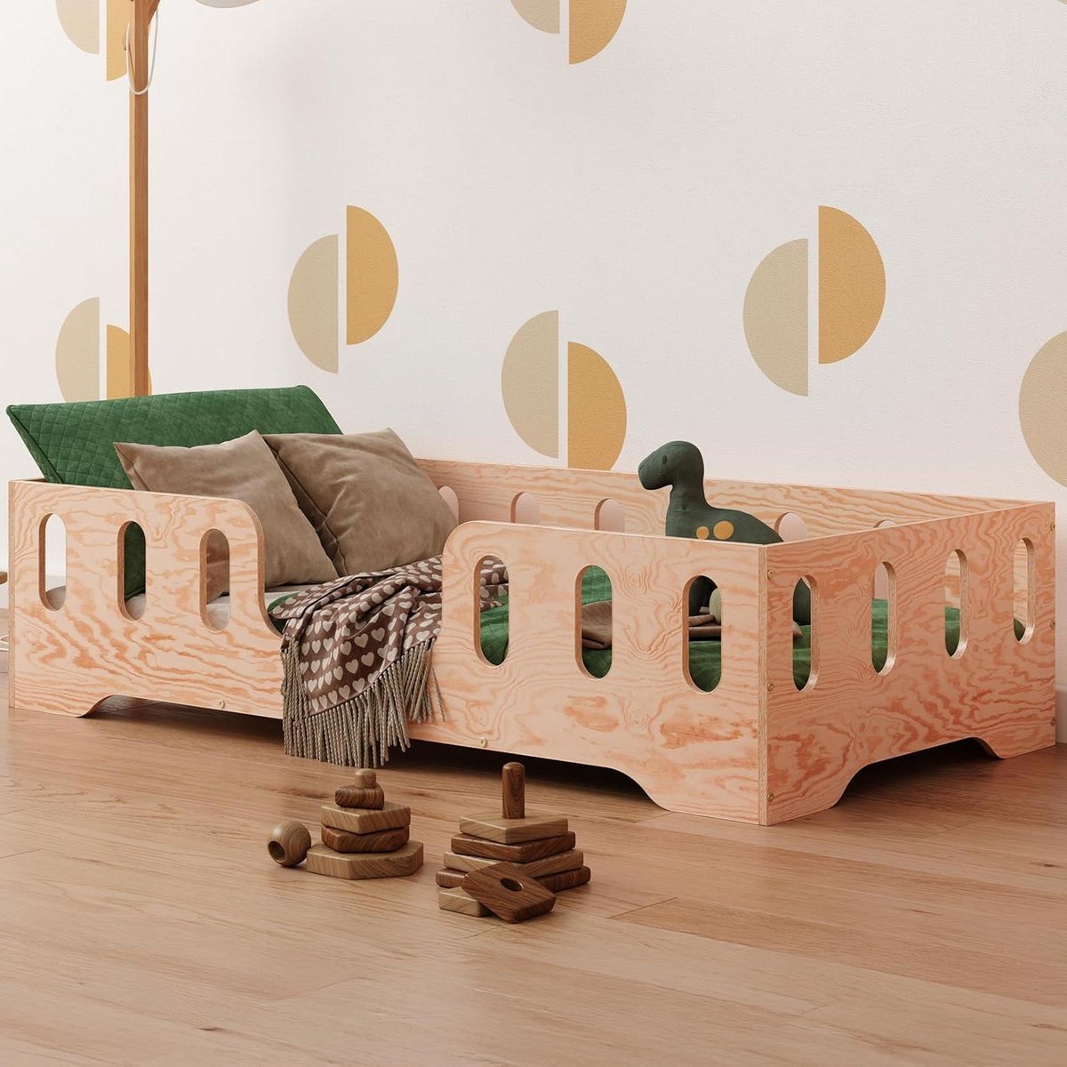 Kinderbed - Peuterbed Vloerbed - Veilig Slapen - FSC-gecertificeerd Hout - 100x190 cm - Naturel