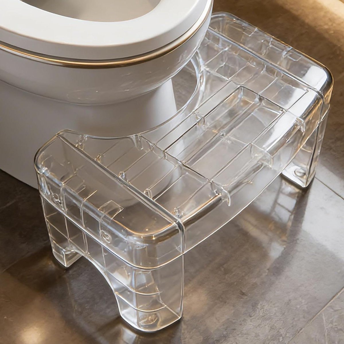 Toiletkruk Acryl - Krukje Toilet - Betere Darmgezondheid - Antislip Noppen - 175 cm Hoog - Transparant