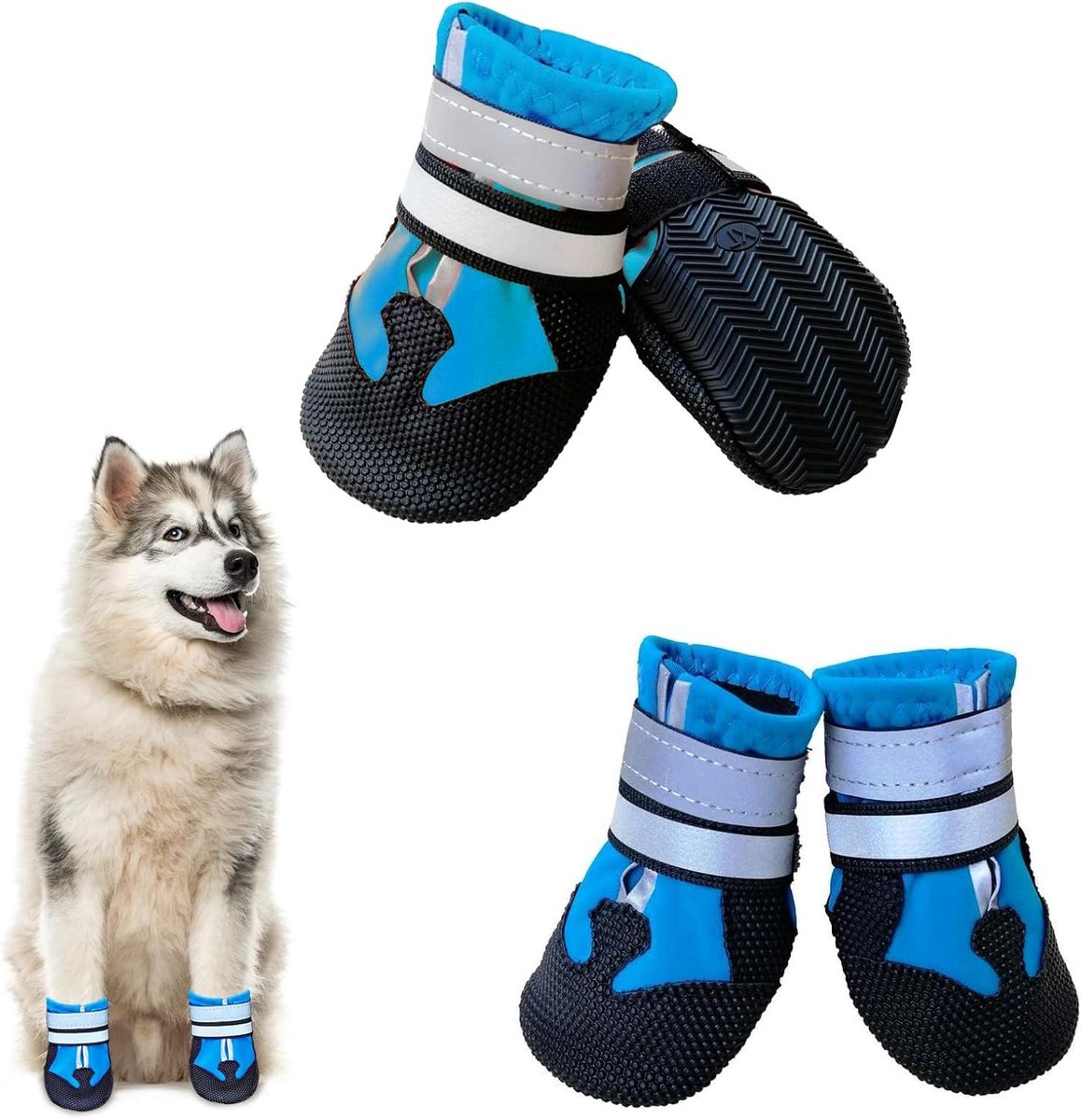 Hondenschoenen - Hondenlaarsjes - Poten Beschermen - Waterdicht Reflecterend - 4 Stuks - Blauw