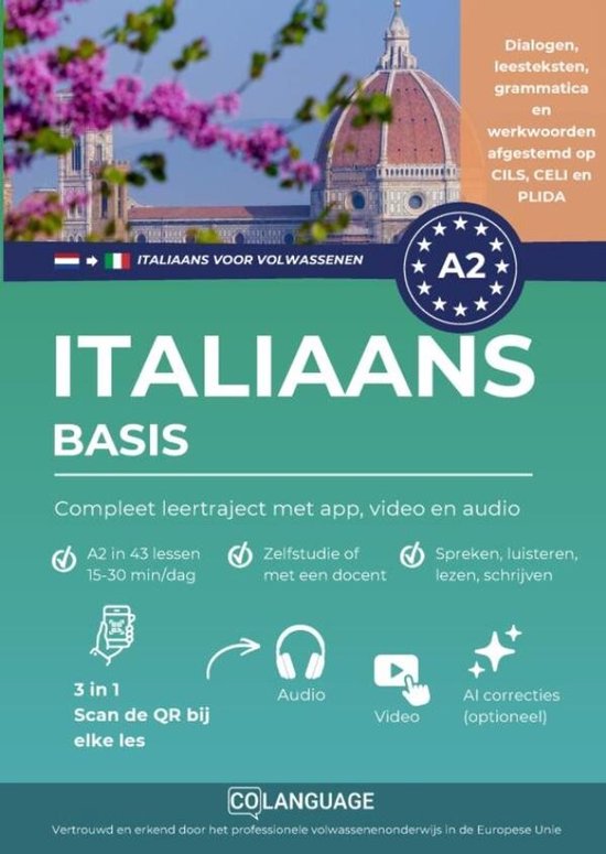 Italiaans A2 basis: compleet leertraject met app, video en a ... - cover