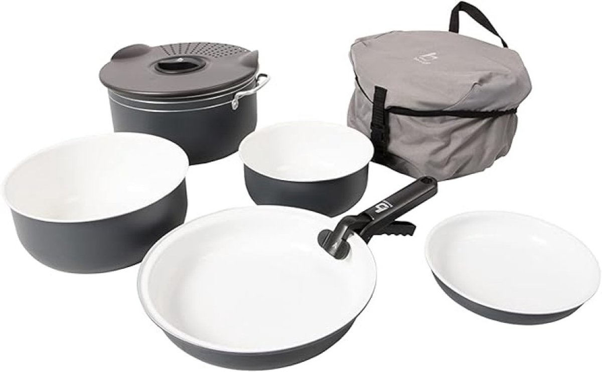 7-delige camping pannenset met keramische coating