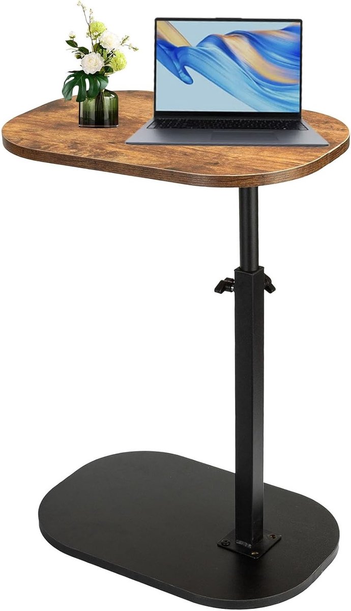 Verstelbare C-vormige zijtafel, 360° draaibare salontafel, moderne kleine tafel voor bed e