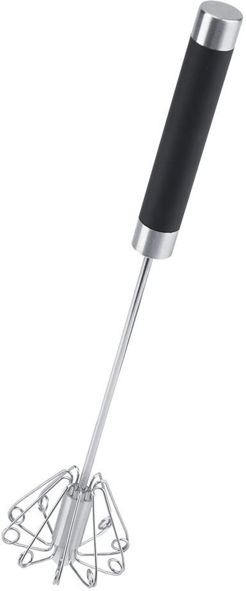 Dailygoody - Handmatige Roestvrijstalen Roterende Garde - Keukenmixer - Vaatwasserbestendig - Zwart - Eierklopper - Melkmixer - Geschikt voor Koken - ...