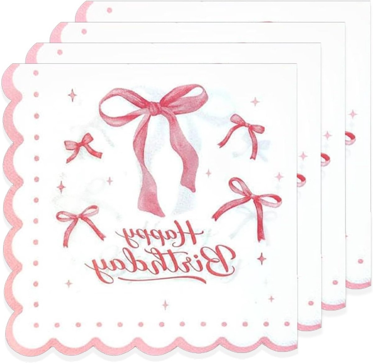 Decoratieve servetten voor feesttafel - servetten decoratie - 3-laags - roze strik - papieren servetten - verjaardagsfeest decoratie - geschikt voor eettafel - roze servetten met strik - feestartikelen voor tafeldecoratie.