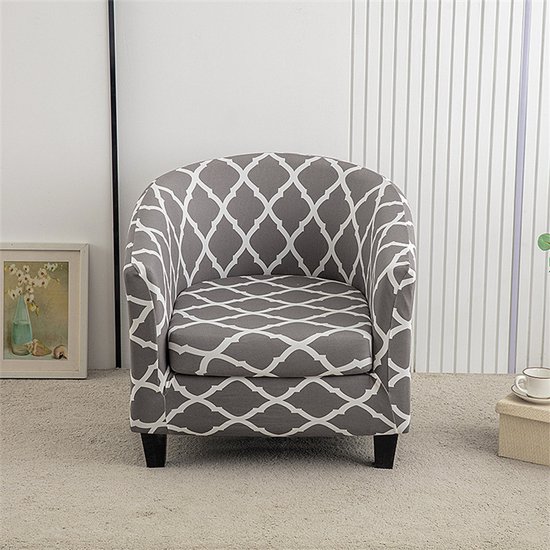 Elastische fauteuilhoes – Duurzame fauteuilhoes (inclusief hoes voor zitkussen) – Antislip kuipstoelhoes – Beschermhoes voor woonkamermeubilair – Halfronde hoes voor eenpersoonsbank