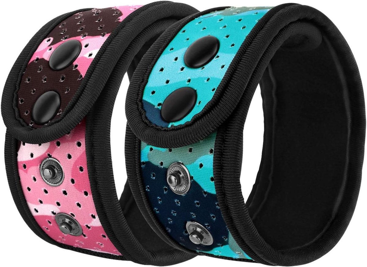 Verstelbare Zweetbestendige Enkelband voor Fitbit Inspire, Charge en Vivosmart - 2-Pack met Mesh Pouch in Blauw en Roze