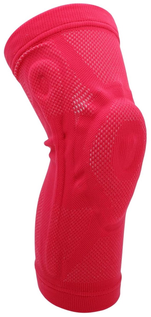 Ademende kniebandage voor sportieve bescherming tijdens hardlopen en voetbal, maat L, compressie en uniseks in roze rood