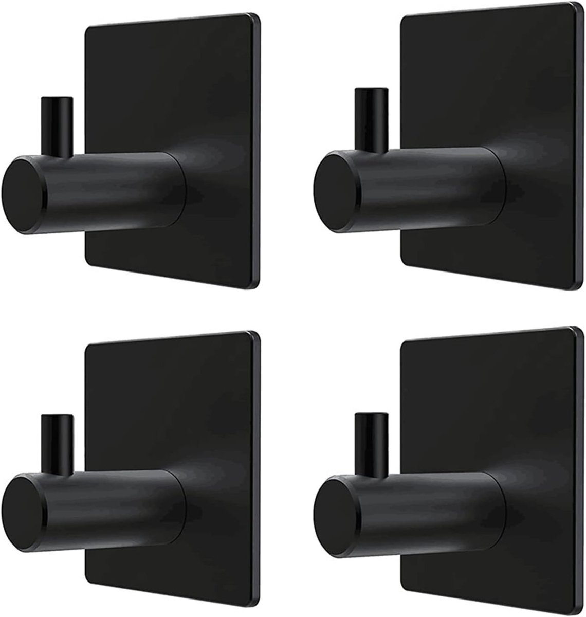 Set van 4 RVS Wandhaken voor Handdoeken - Plakbare Haken voor Badkamer, Keuken en Toilet z
