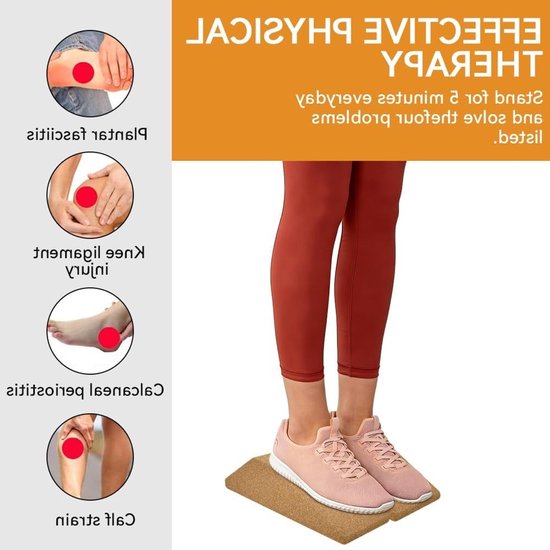 Set van 2 Korken Kniebogen, Calf Stretcher, Yoga Blokken, Antislip Kork, Spierversterking, Flexibiliteit Verbeteren, Comfortabele Ondersteuning voor Stretchen — afbeelding 4