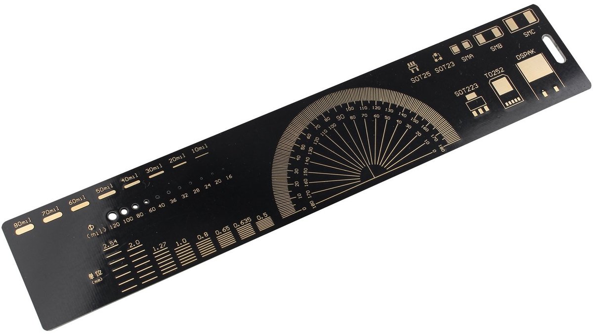Dailygoody - Multifunctionele Liniaal - Meetgereedschap - 20 cm - Elektronische Component Referentie - Geschikt voor Ingenieurs - Zwart
